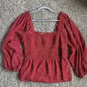 Madewell Red Floral Women's Top